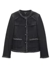 Rag & Bone Cheyenne Whipstitch-trimmed Tweed Lady Jacket In Black