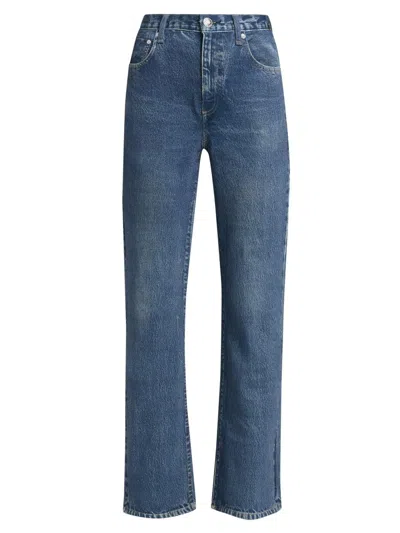 Rag & Bone Women's Miramar Shea Terry Mid-rise Straight-leg Pants In Blue