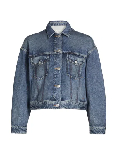 Rag & Bone Women's Miramar Terry Denim-effect Trucker Jacket In Blue