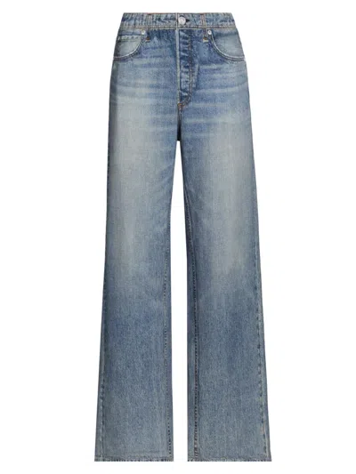 Rag & Bone Women's Miramar Terry Relaxed Wide-leg Pants In Blue