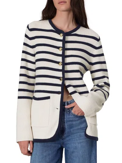 Rag & Bone Women's Nancy Striped Longline Cardigan In White
