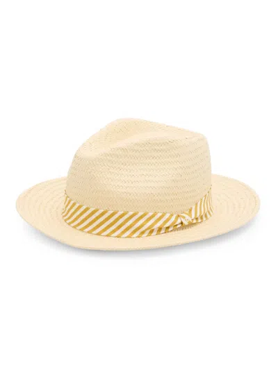 Rag & Bone Women's Packable Striped Straw Fedora In Brown