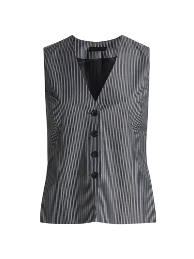 Rag & Bone Women's Paulette Striped Poplin Vest In Black