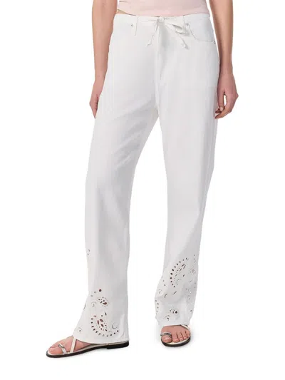 Rag & Bone Womens Whteyelet Ultra Featherweight Cotton-blend Jeans In White