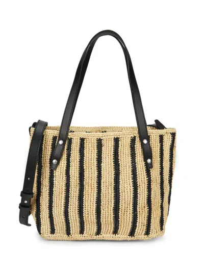 Rag & Bone Women's Raffia Leather Trim Tote Bag In Black