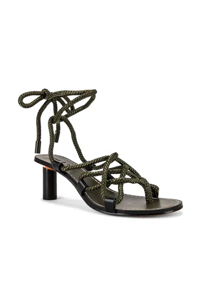 Rag & Bone Women's  Infinity Sandal Us 8 Olive Night Ankle Tie Block Heel Khd737 In Black