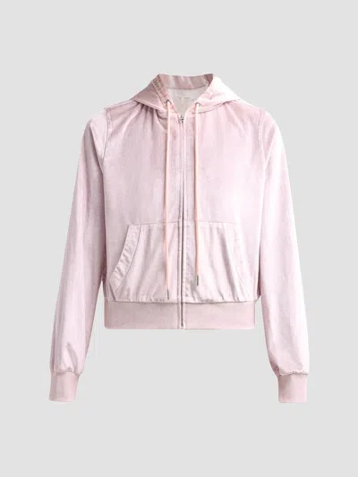 Rag & Bone Miramar Velvet Zip Front Hoodie In Pink