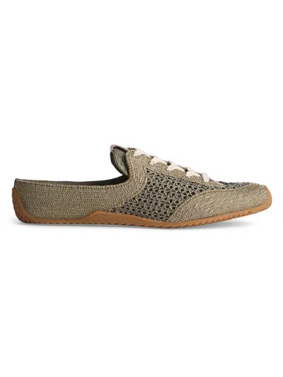 Rag & Bone Women's Retro Runner Raffia Sneaker Mules In Green