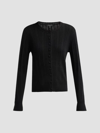 Rag & Bone Women's Rhodes Wool Crewneck Cardigan In Black