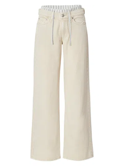 Rag & Bone Featherweight Saige Low Rise Full Boxer Straight Jeans In White