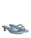 Rag & Bone Sammie Denim Buckle Kitten-heel Sandals In Blue