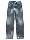 Rag & Bone Shea High-rise Full Kingston Stud Relaxed Straight Jean In Blue