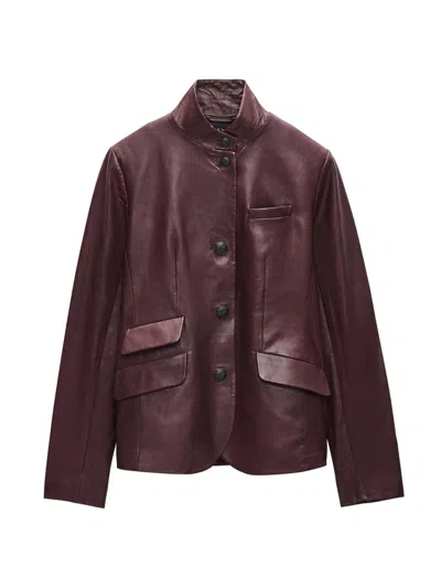 Rag & Bone Women's Slade Leather Blazer In Burgundy