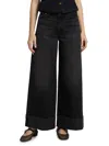 Rag & Bone Women's Sofie High-rise Wide-leg Cuffed Jeans In Black