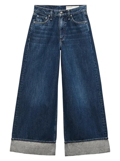 Rag & Bone Women's Sofie High-rise Cuffed Wide-leg Jeans In Blue
