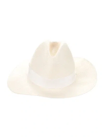 Pre-owned Rag & Bone Women's Straw Fedora In White