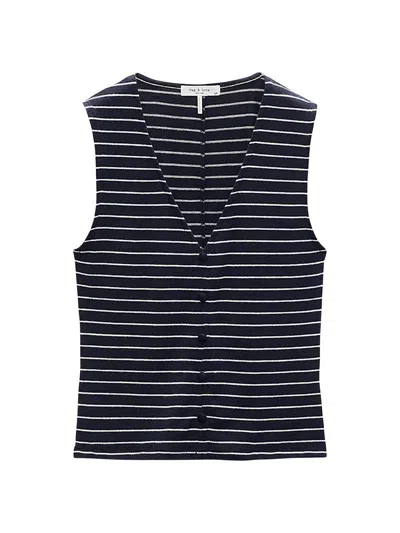 Rag & Bone Women's Striped Buttoned Knit Tank In Multi