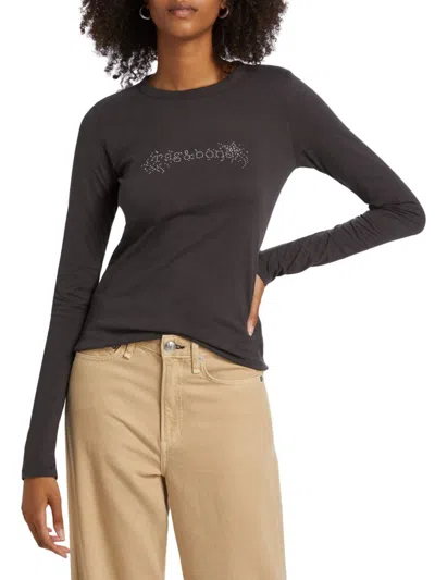 Rag & Bone Women's Studded Logo T-shirt In Black