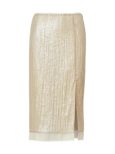 Rag & Bone Suki Metallic Midi Skirt In Neutral
