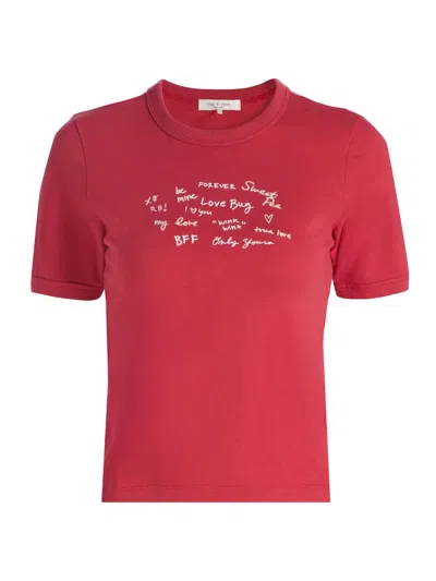 Rag & Bone Women's Sweetheart Phrases Ringer T-shirt In Red