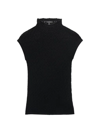 Rag & Bone Women's Tana Merino Wool Cap-sleeve Sweater In Black