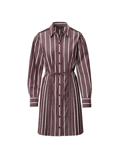Rag & Bone Women's Taylor Striped Cotton A-line Mini-shirtdress In Purple