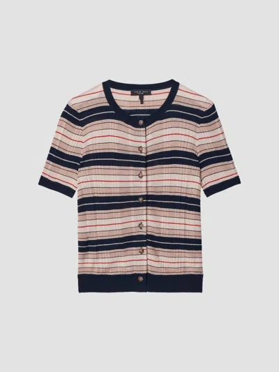 Rag & Bone Women's Teresa Striped Short-sleeve Cardigan In Navy Multi