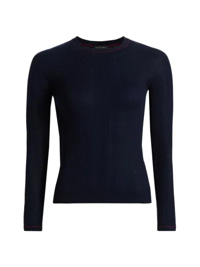 Rag & Bone Women's Teresa Textured Rib-knit Slim-fit Sweater In Blue