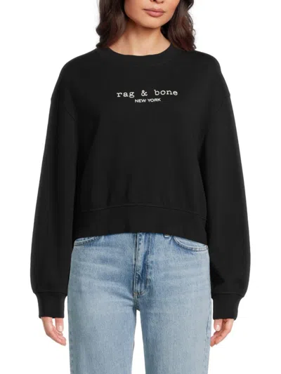Rag & Bone Women's Terry Logo Cotton Cropped Sweatshirt In Black
