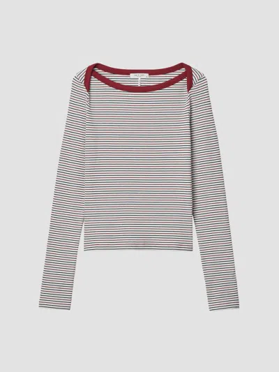 Rag & Bone Women's The Essential Rib Striped Long-sleeve Shirt In Ivory Multi