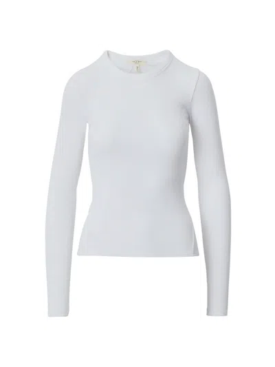 Rag & Bone Women's The Essential Rib-knit Long-sleeve Crewneck T-shirt In White