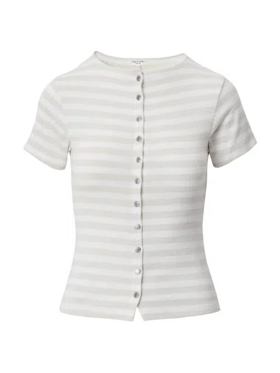 Rag & Bone Women's The Knit Striped Button-front T-shirt In Multi