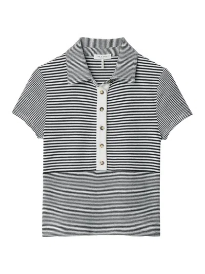Rag & Bone Women's The Knit Striped Polo Shirt In Black