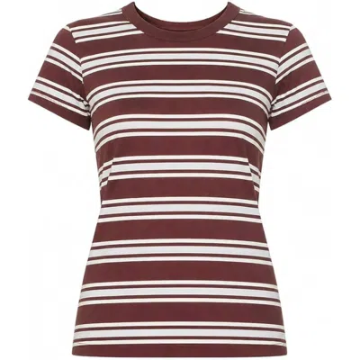 RAG & BONE WOMEN'S THE SLUB STRIPE TEE, BROWN BLUE MULTI