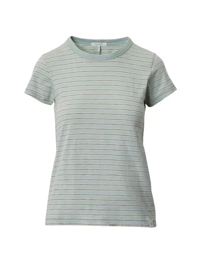 Rag & Bone Women's The Slub Striped Cotton T-shirt In Green
