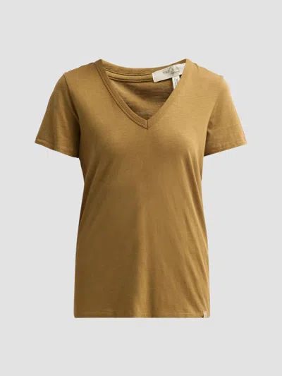 Rag & Bone The Slub V-neck Organic Pima Cotton T-shirt In Khaki