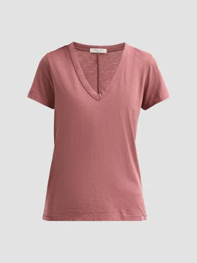 Rag & Bone Women's The Slub Vee V-neck T-shirt In Pink