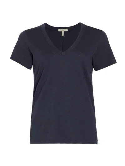 Rag & Bone The Slub V-neck Organic Pima Cotton T-shirt In Blue