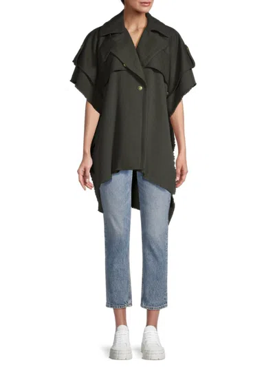 Rag & Bone Women's Trench Wool Poncho In Green