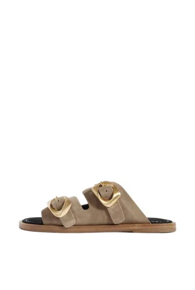 Rag & Bone Women's Trinity Slides Suede Slip-on Flat Sandals In Taupe In Gray