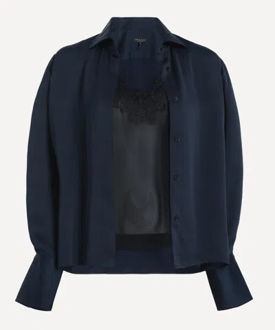 Rag & Bone Women's Venus Popover Blouse In Blue