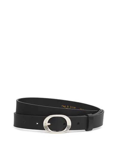 Rag & Bone Women's Vera Slim Leather Belt In Black