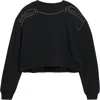 Rag & Bone Studded Vintage Terry Crop Sweatshirt In Black