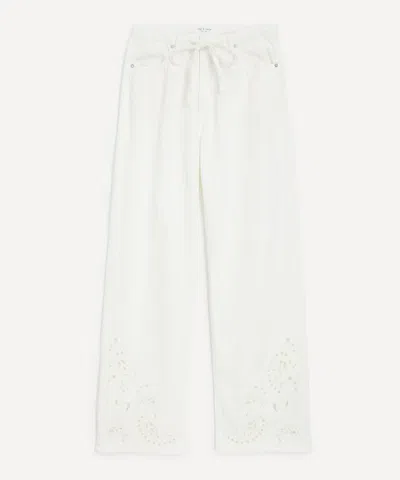 Rag & Bone Women's White Eyelet Phoebe Denim Beach Trousers