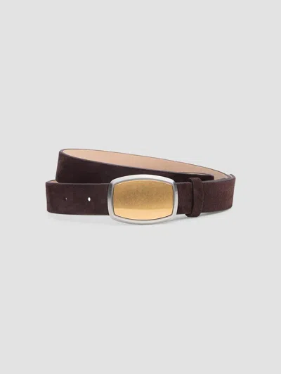 Rag & Bone Women's Wyatt Leather Slim Belt In Dark Chocolate Suede
