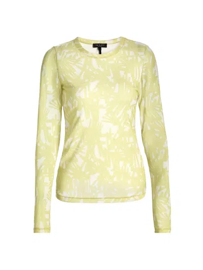 Rag & Bone Yana Printed Mesh Long Sleeve Tee In Yellow