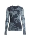 Rag & Bone Yana Printed Mesh Long Sleeve Tee Silver Multi In Blue
