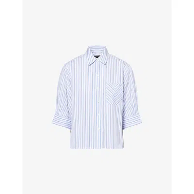 Rag & Bone Womens Bbybs Lucia Stripe-pattern Cotton-poplin Shirt In Blue