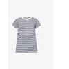 Rag & Bone Striped Short-sleeved Organic-cotton T-shirt In Blackmult