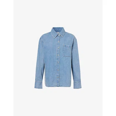 Rag & Bone Womens Everglade Connie Patch-pocket Cotton-blend Shirt In Blue